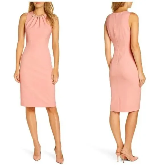strapless open back dress THE DESIREE DRESS in punk pink and gold lurex – Ace Harper main image 0